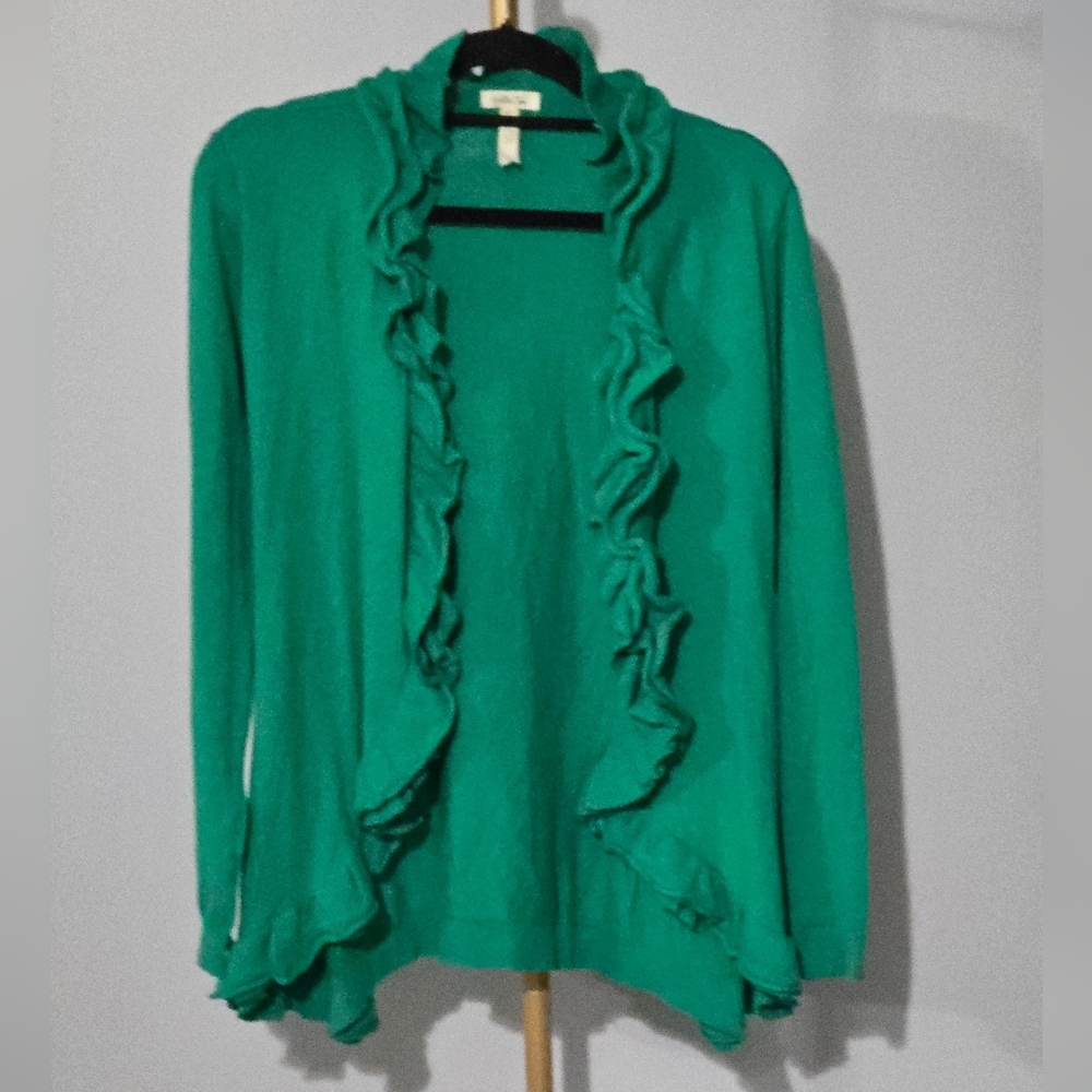 Matilda Jane Green Ruffled Cardigan Sweater